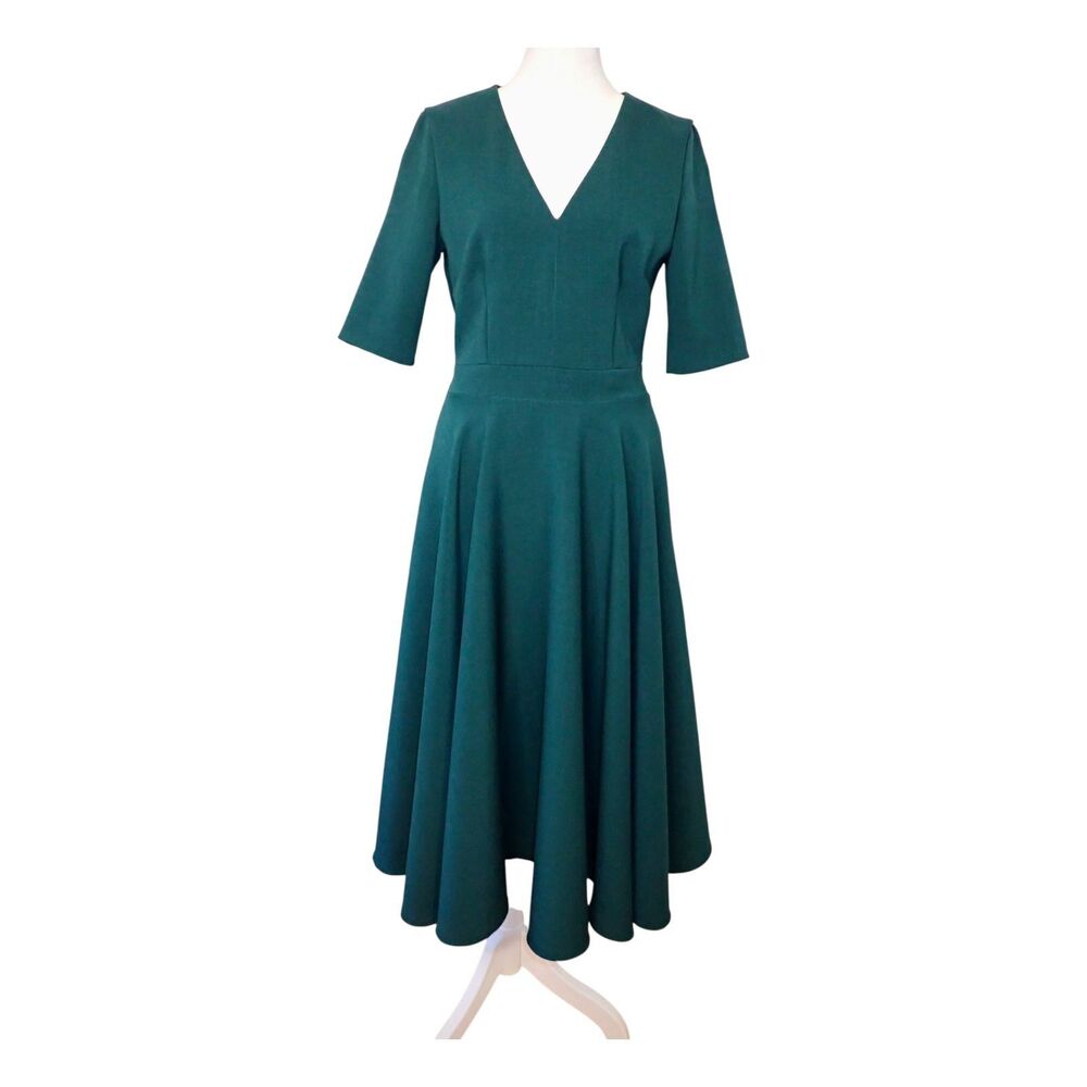The Pretty Dress Company Myla Midi Dress UK 10 US 6 Green Fit Flare Party Formal